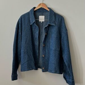 Bagatelle Blue Textured Chambray Button Up Jacket. Boxy Fit. Women’s XL  NWT
